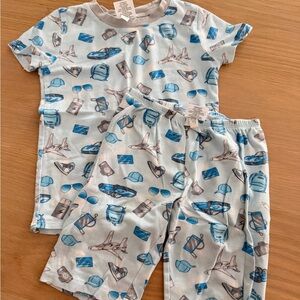 Esme Kids Travel Print Short Sleeve Pajama Set - Light Blue
